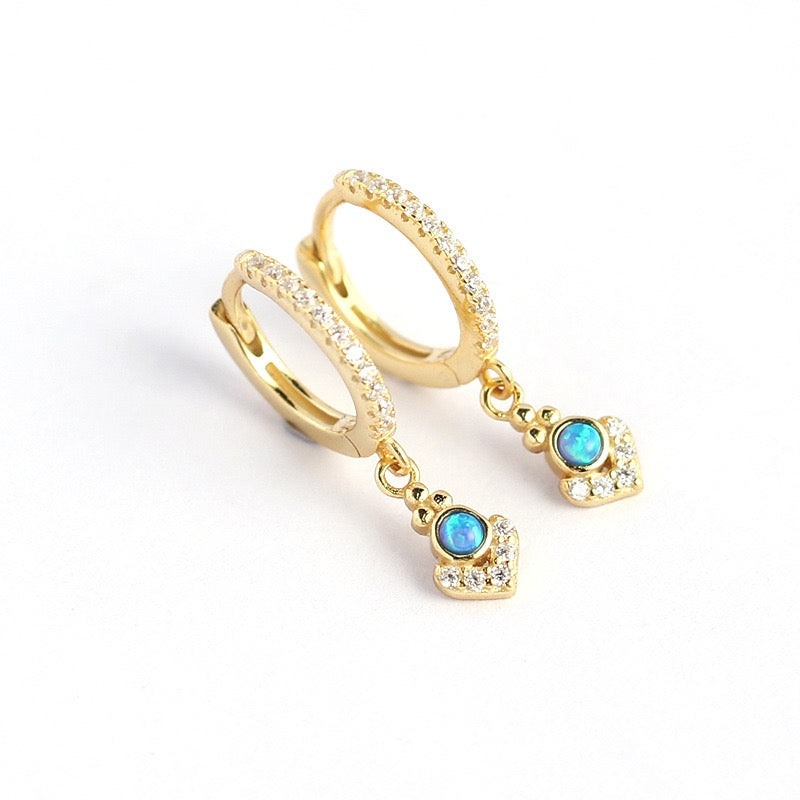 Blue opal hoops