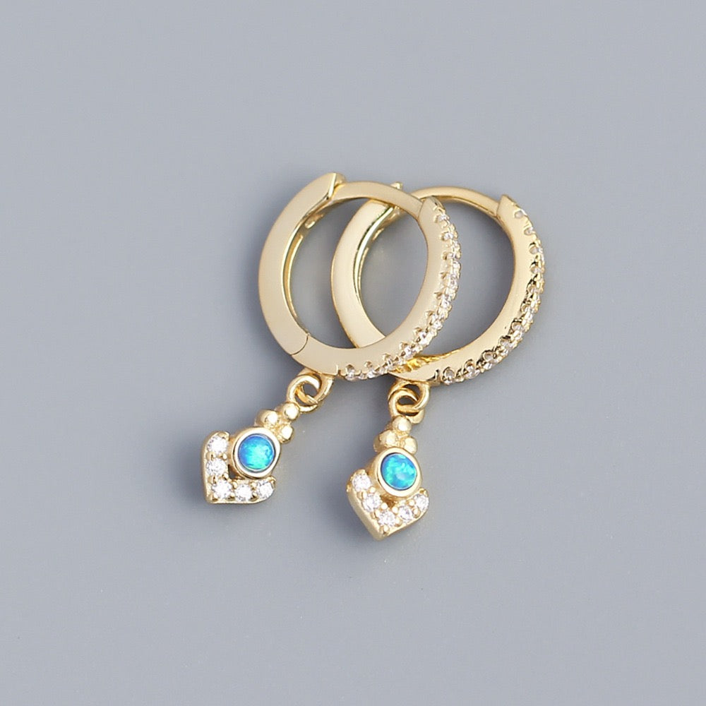 Blue opal hoops