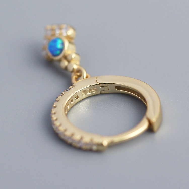 Blue opal hoops