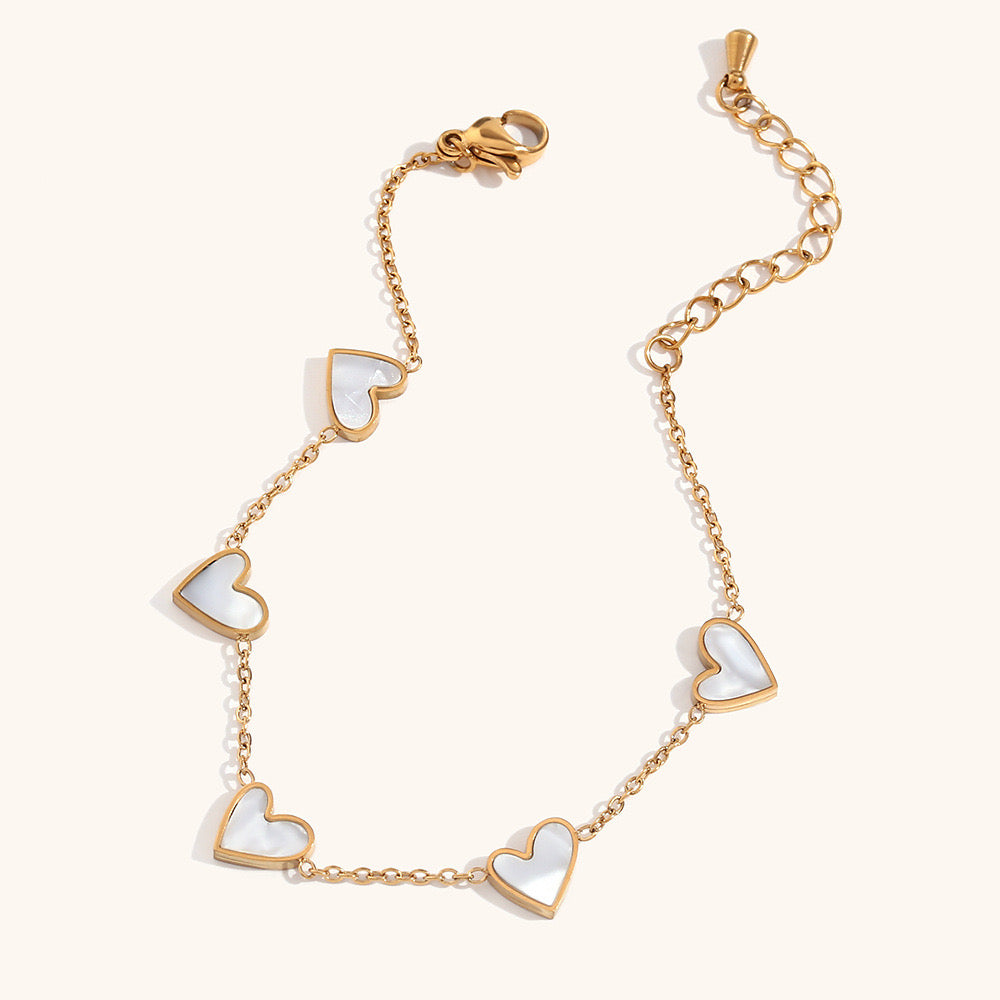 Darcia White heart bracelet
