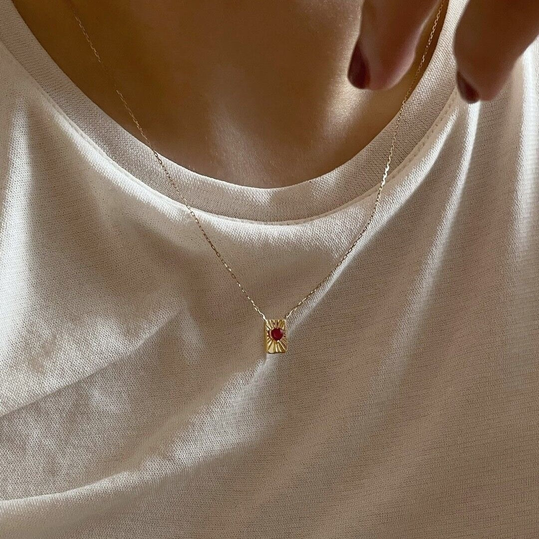 Red heart sterling silver necklace