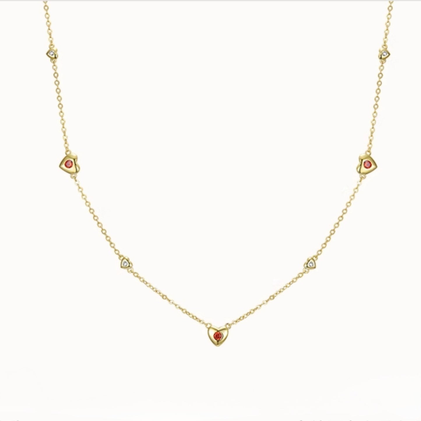 Red heart dainty necklace