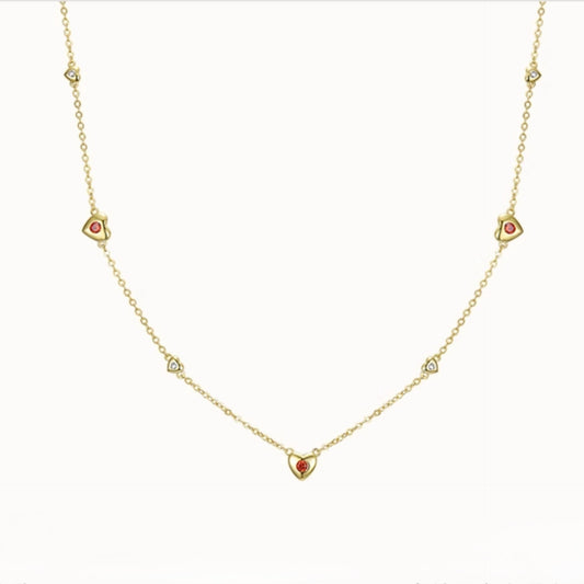 Red heart dainty necklace