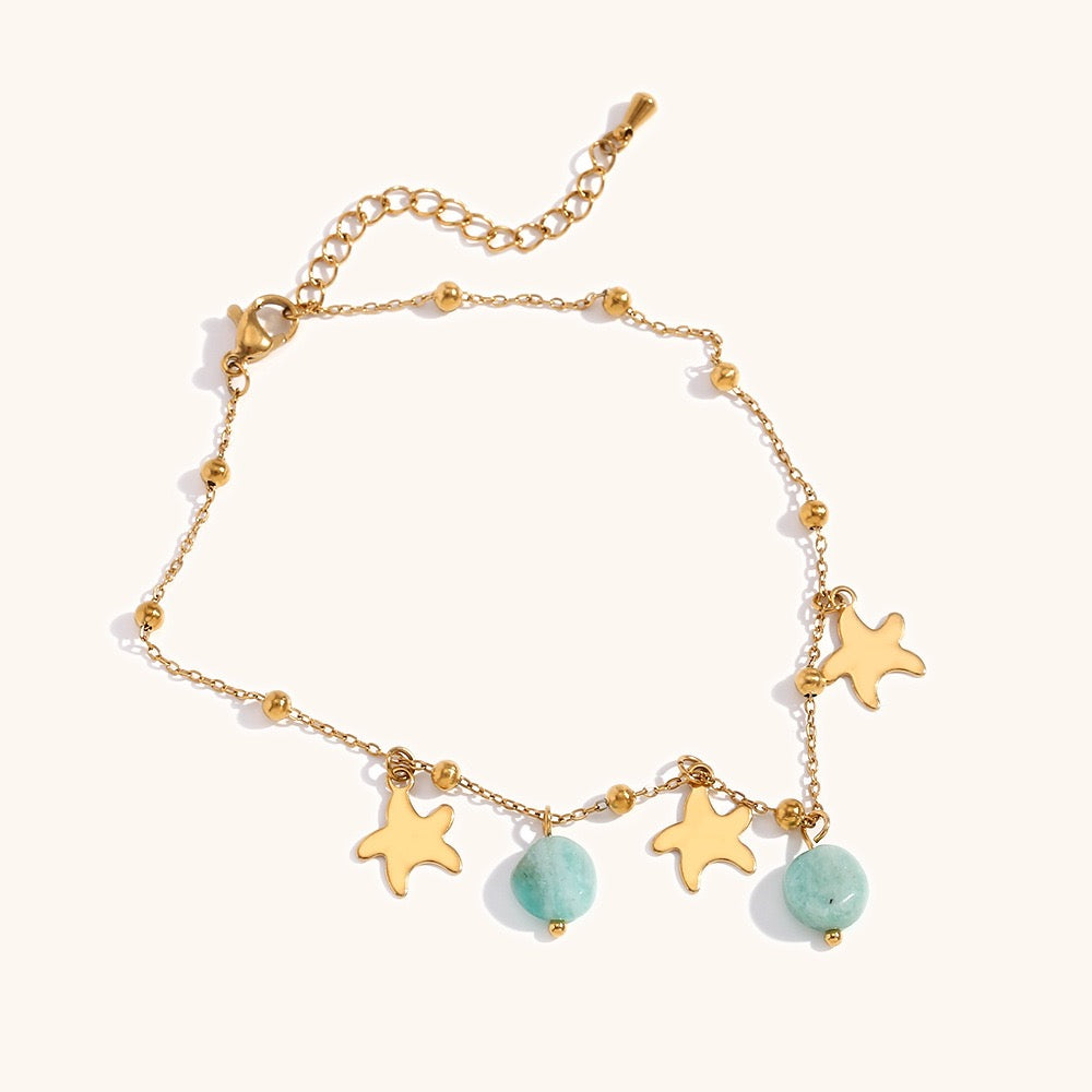 Blue star charm anklets