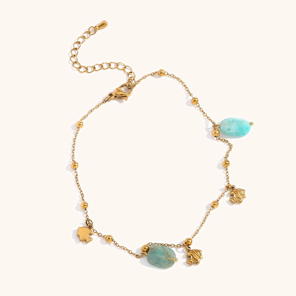 Blue fish charm anklet