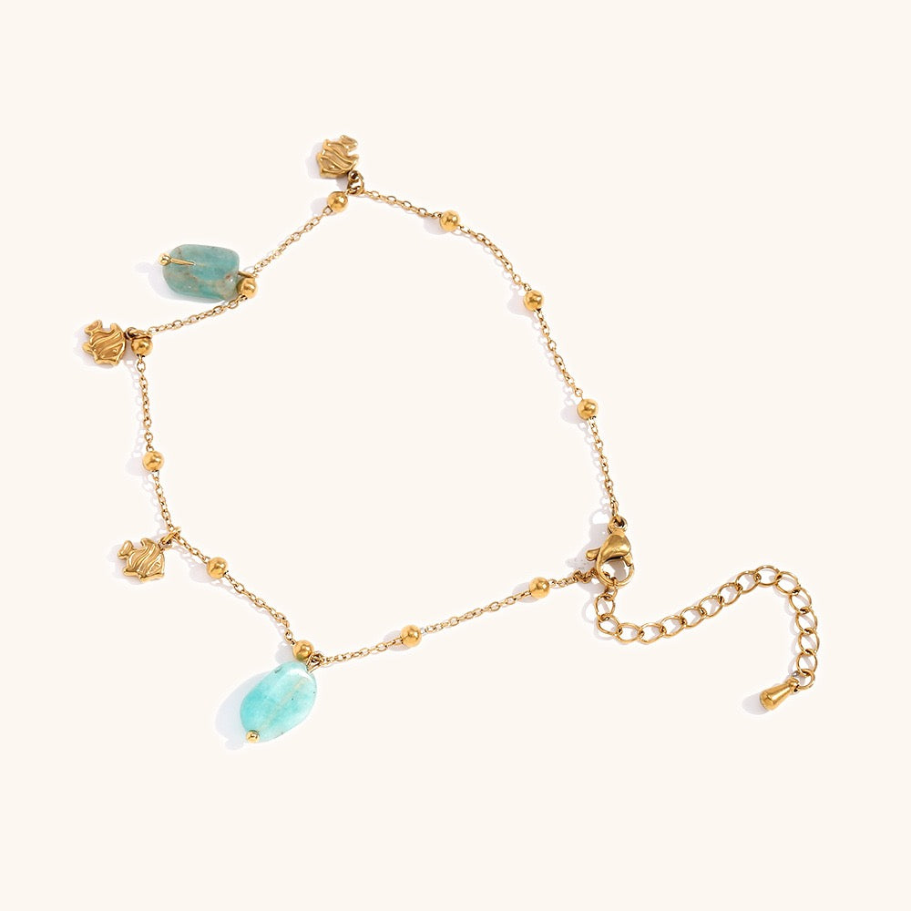 Blue fish charm anklet