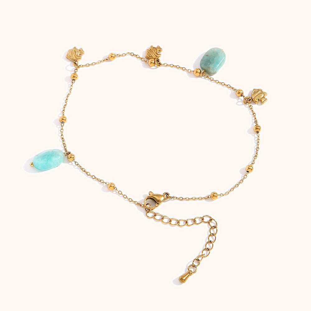 Blue fish charm anklet