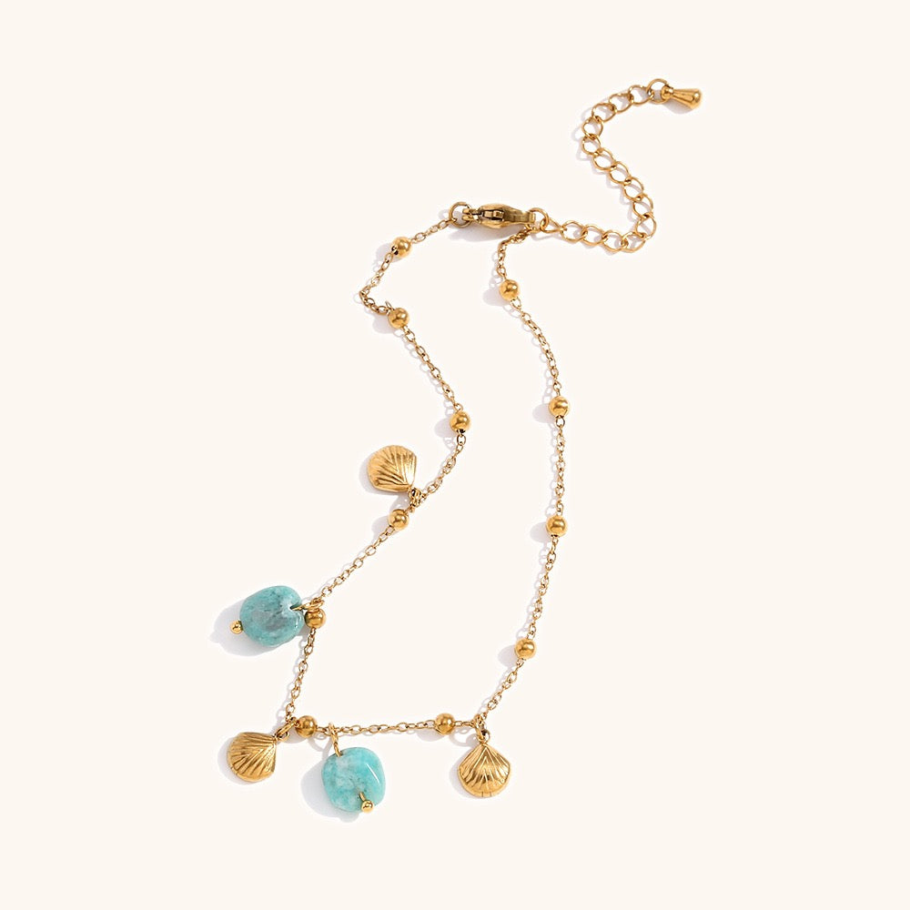 Blue shell charm bracelet