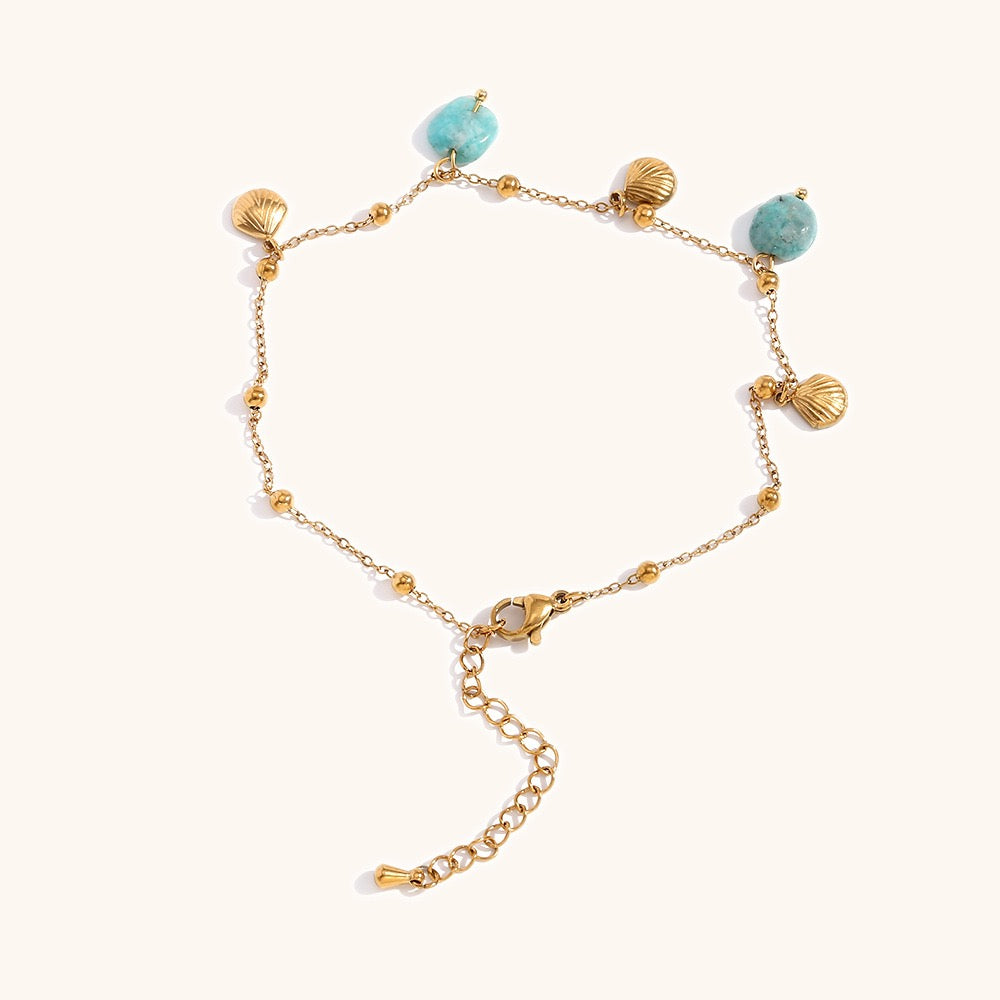 Blue shell charm bracelet