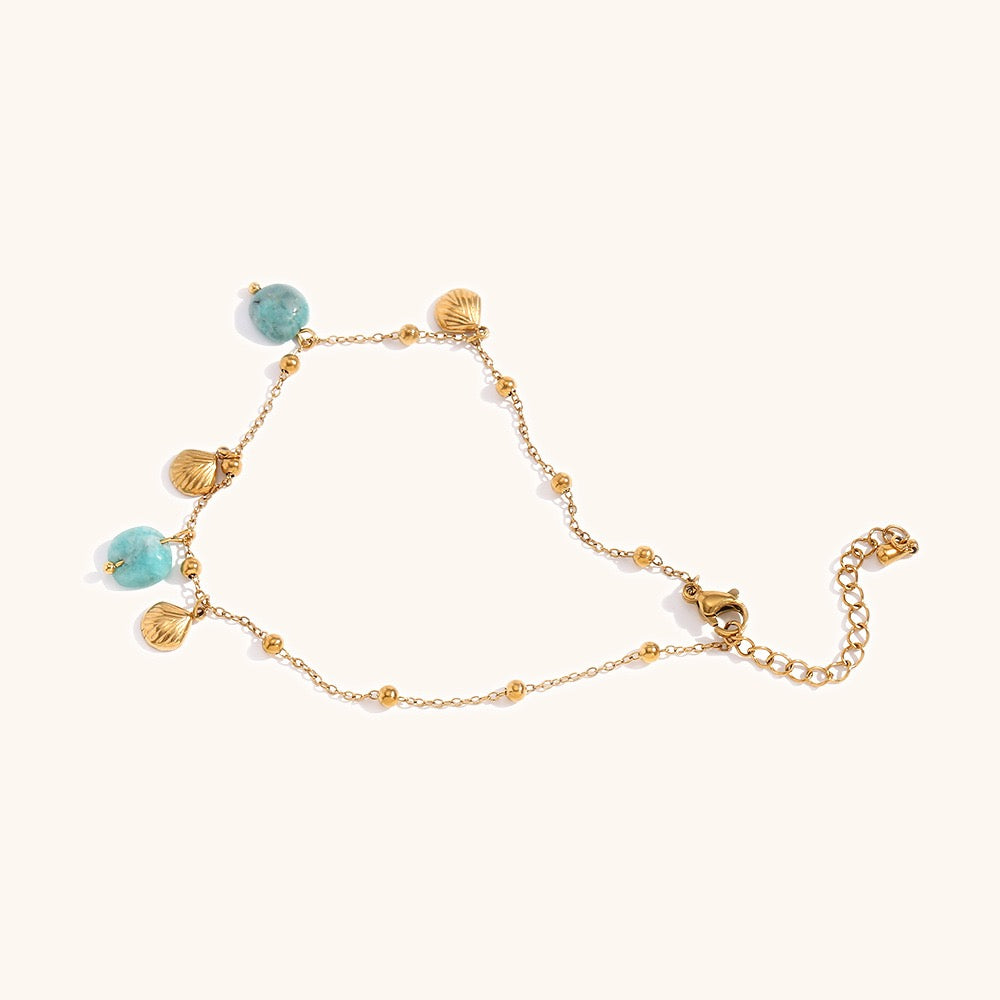 Blue shell charm bracelet