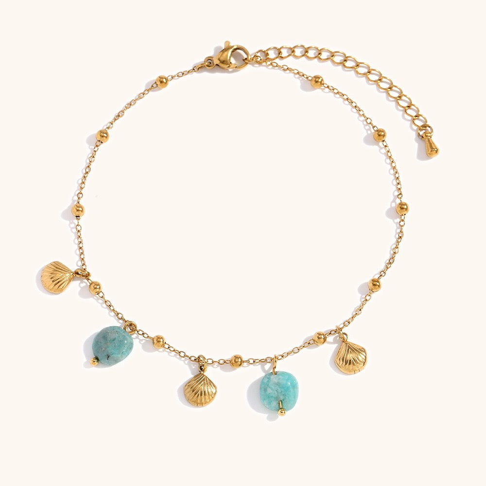 Blue shell charm bracelet