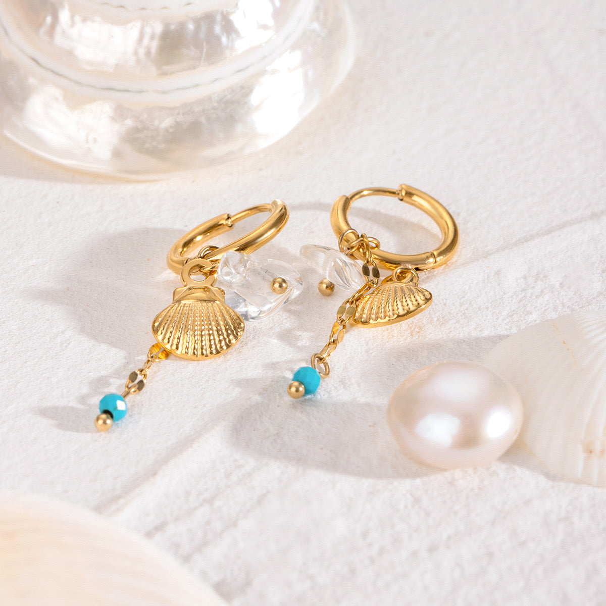 Sammy Blue shell earrings