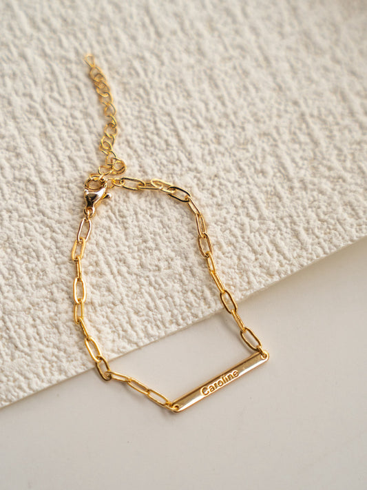 A customized name bracelet
