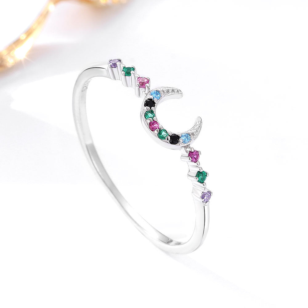 Kamelia Rainbow moon dainty ring