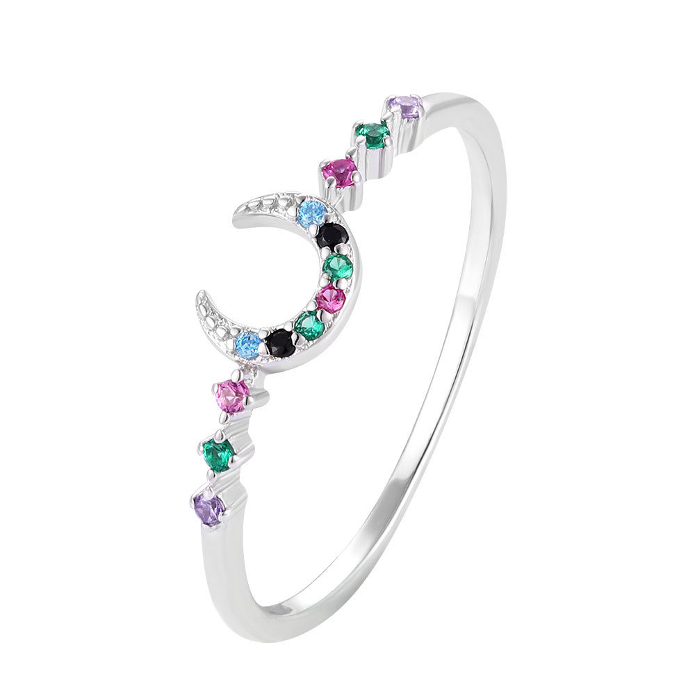 Kamelia Rainbow moon dainty ring
