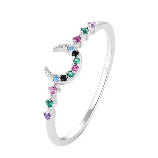 Kamelia Rainbow moon dainty ring