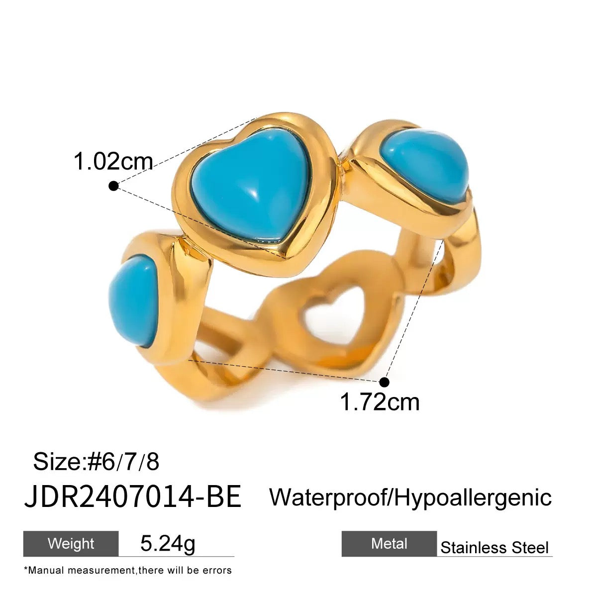 Tiah blue heart ring