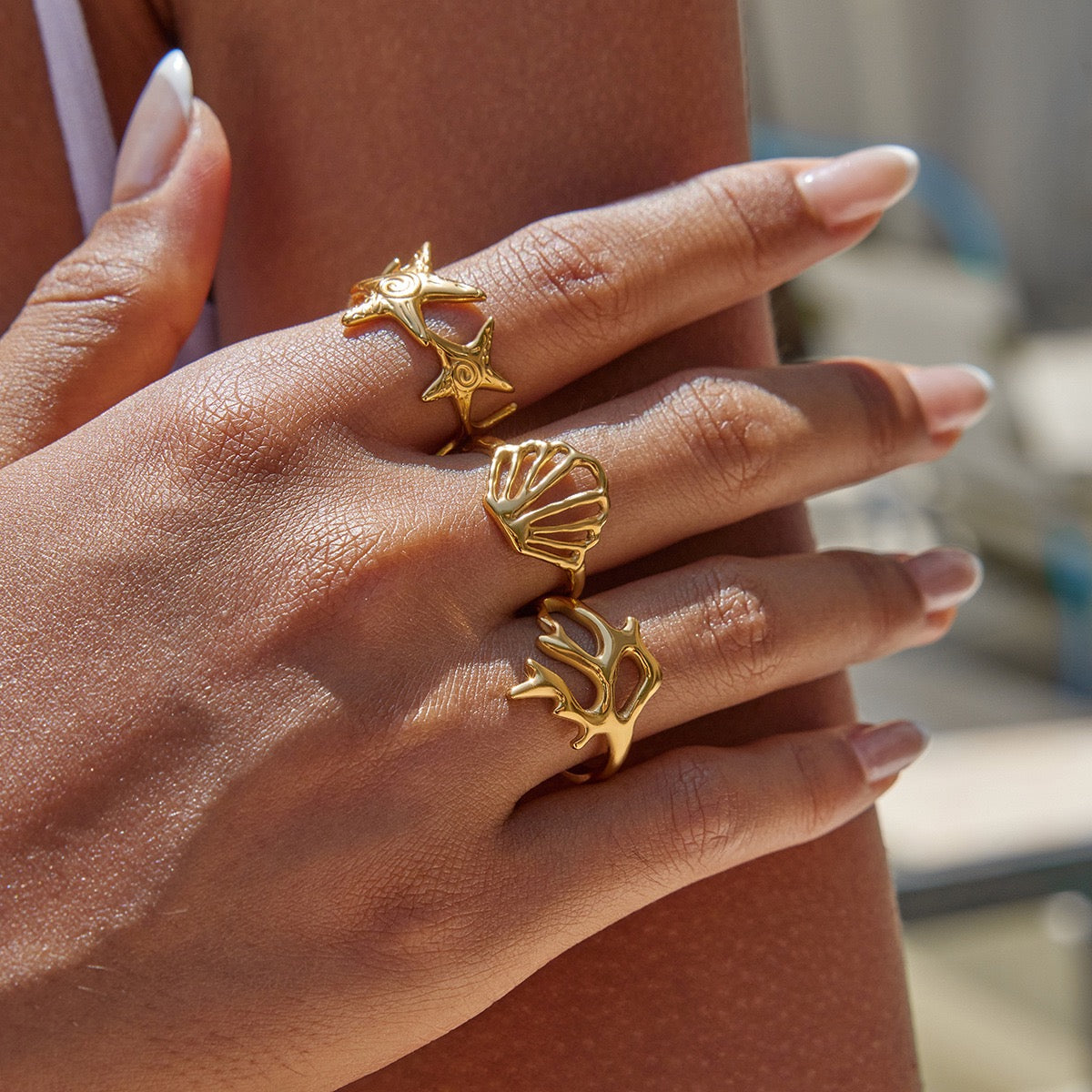 Swirl starfish ring