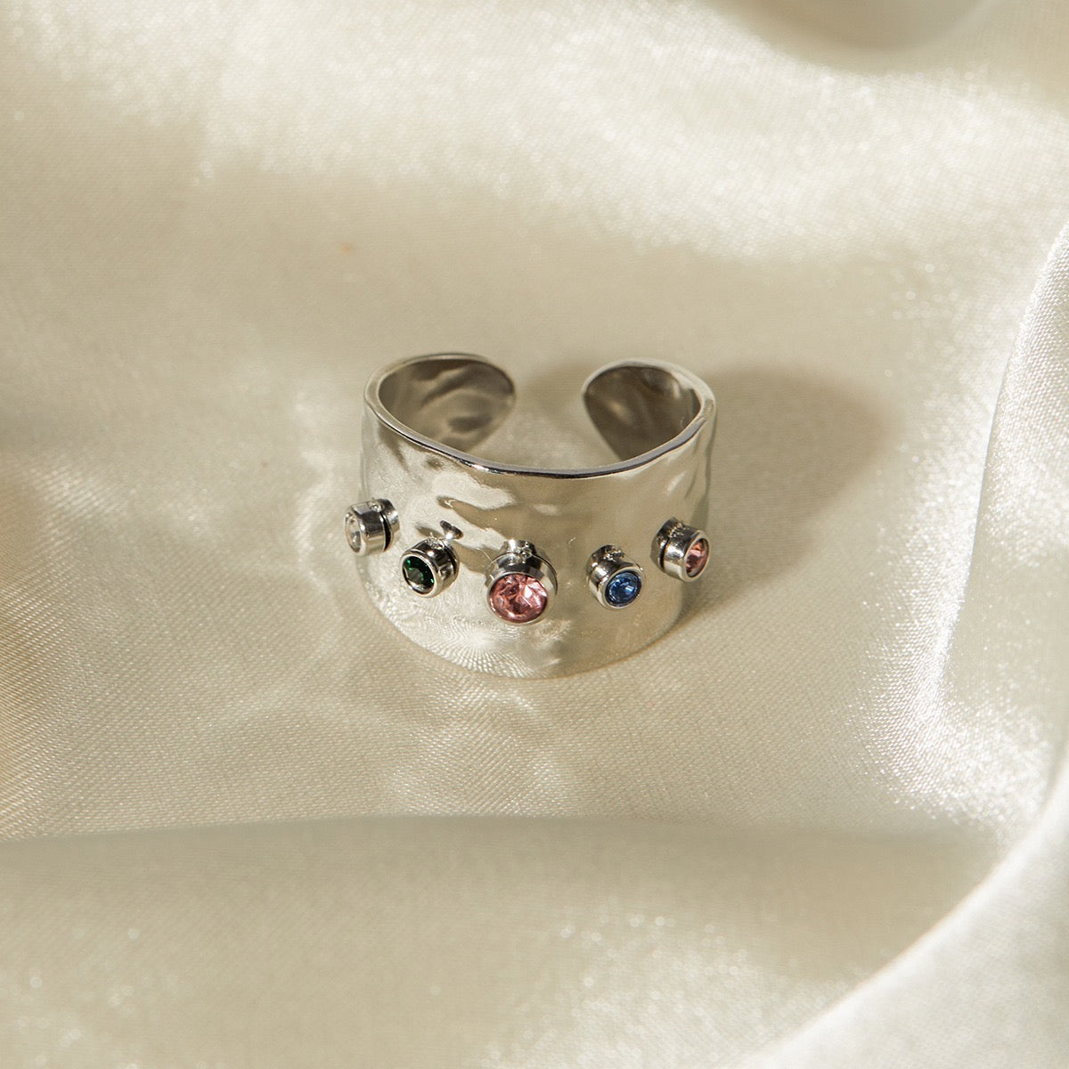 Rainbow stone band rings