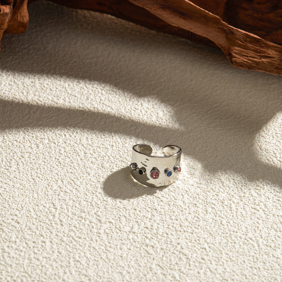 Rainbow stone band rings