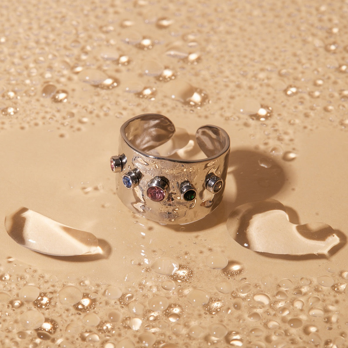 Rainbow stone band rings