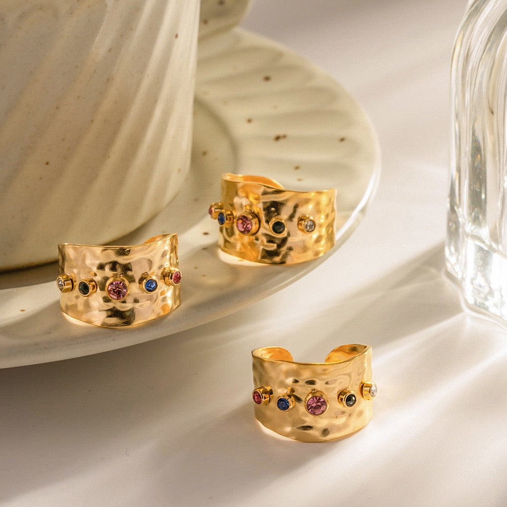 Rainbow stone band rings