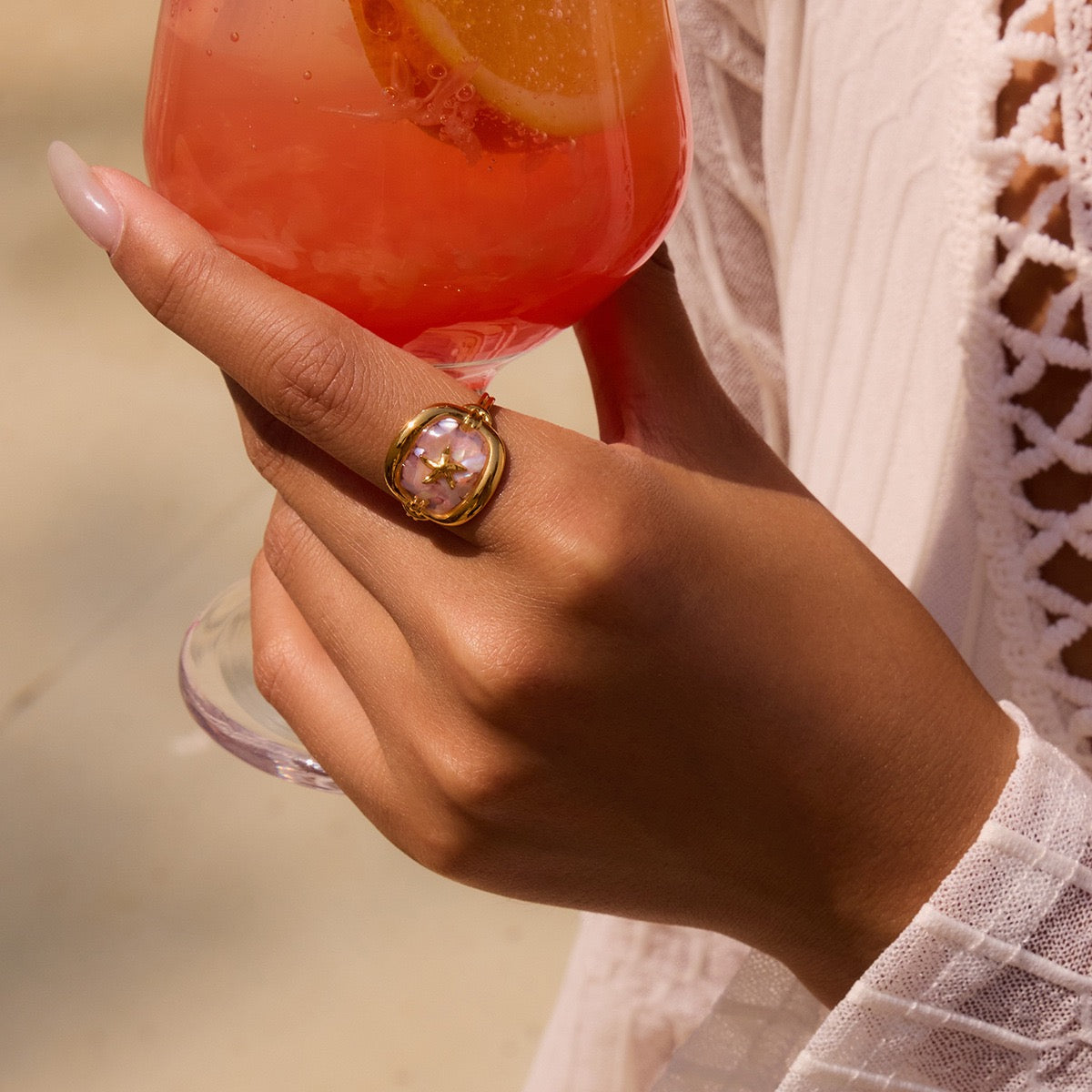 Pink starfish ring