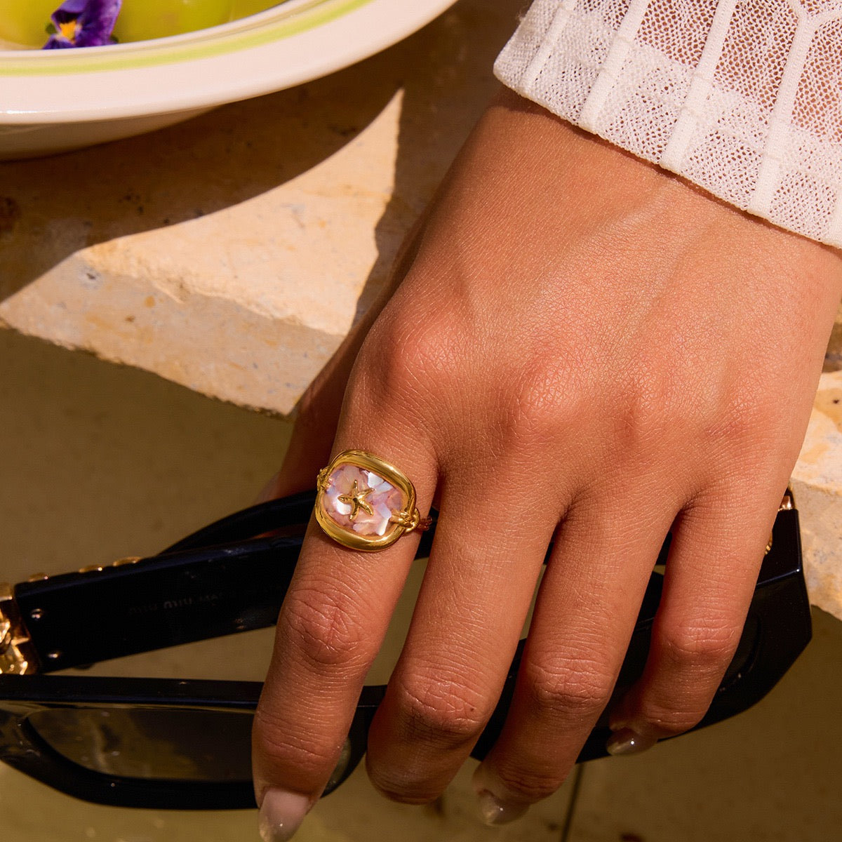 Pink starfish ring
