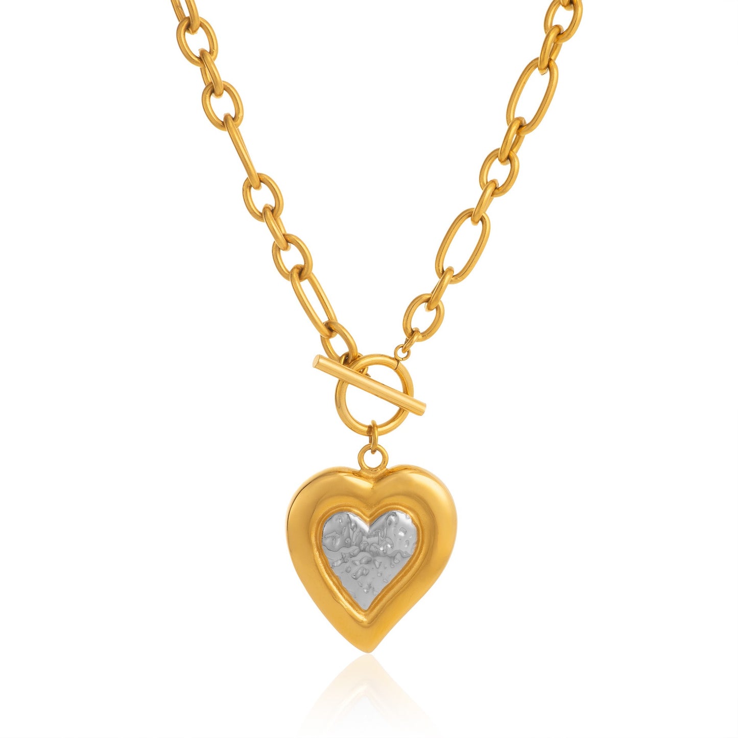 Two tones heart necklace