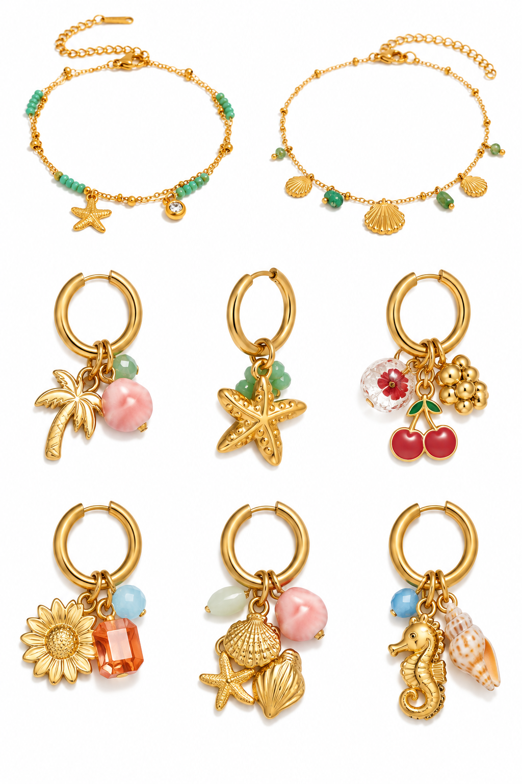 Pink charm ocean earrings