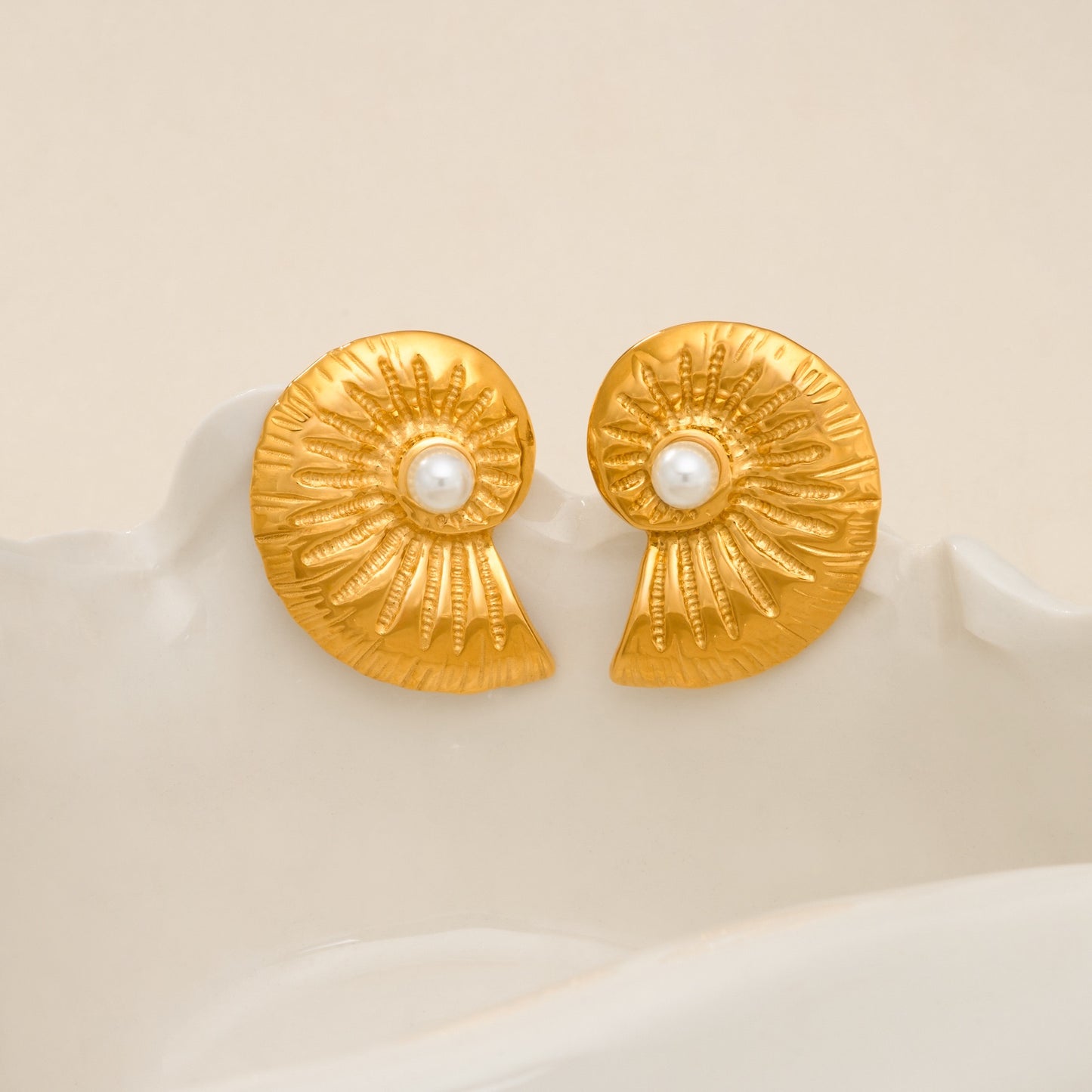 Big sea swirl shell earrings