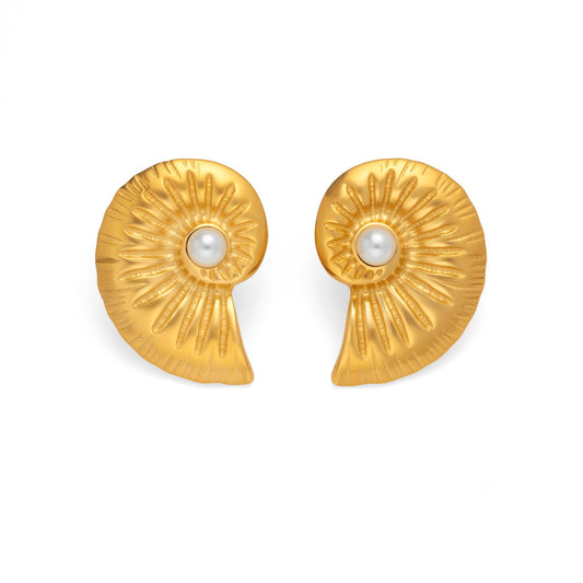 Big sea swirl shell earrings