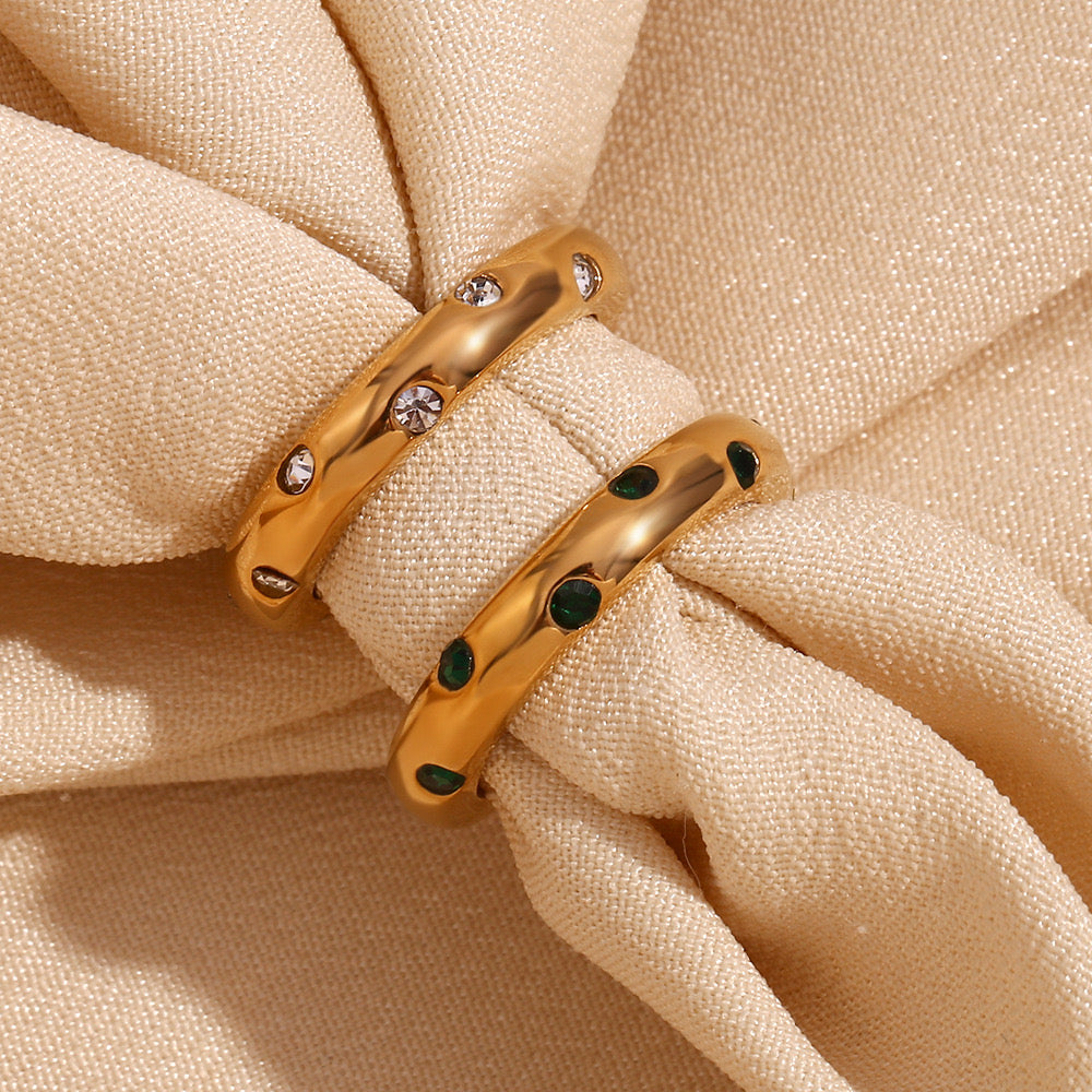 Tulips zircon hoop rings