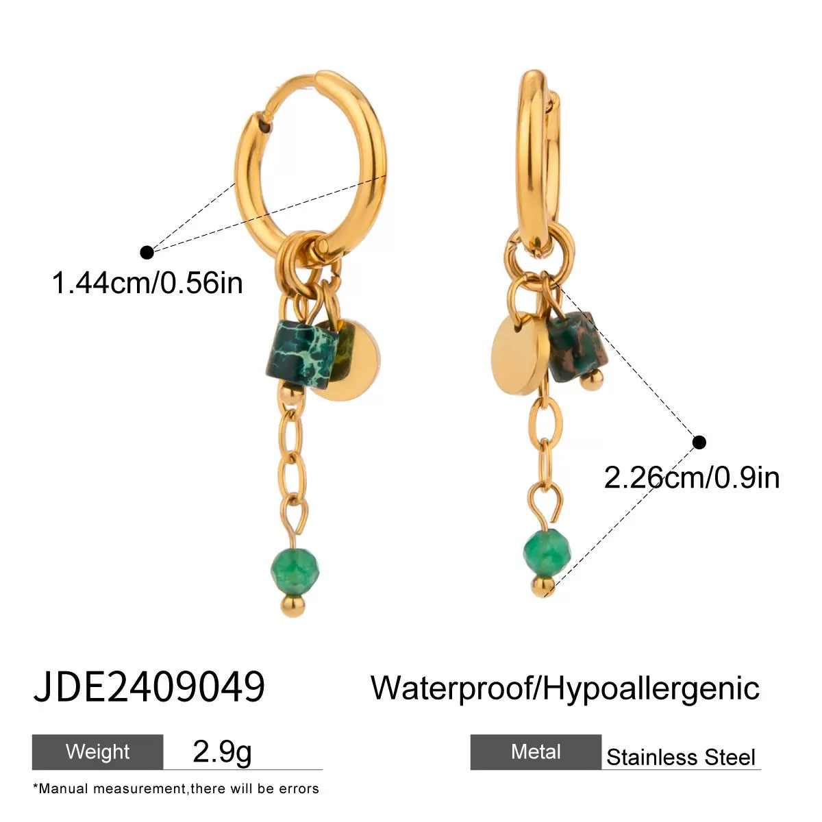Green stone hoops