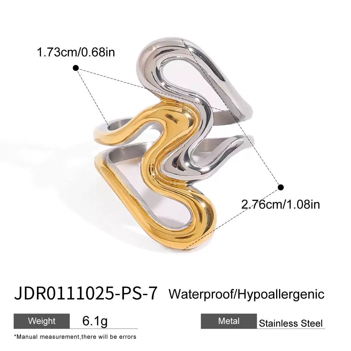 Double heart wave rings