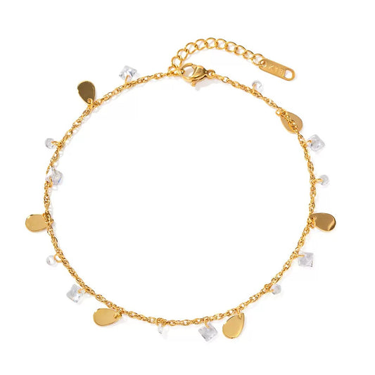 Santa rosa crystal gold anklets