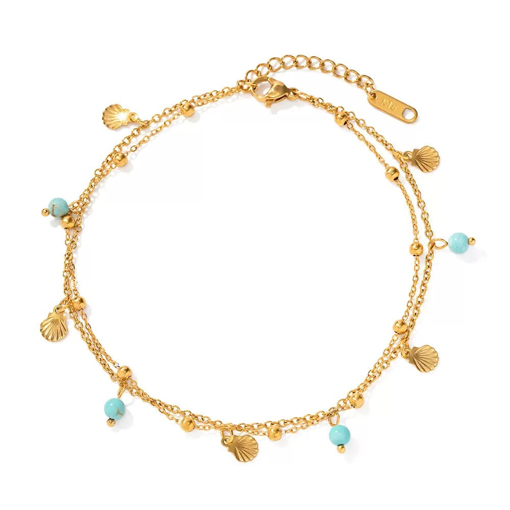 Britain Blue turquoise shell anklets