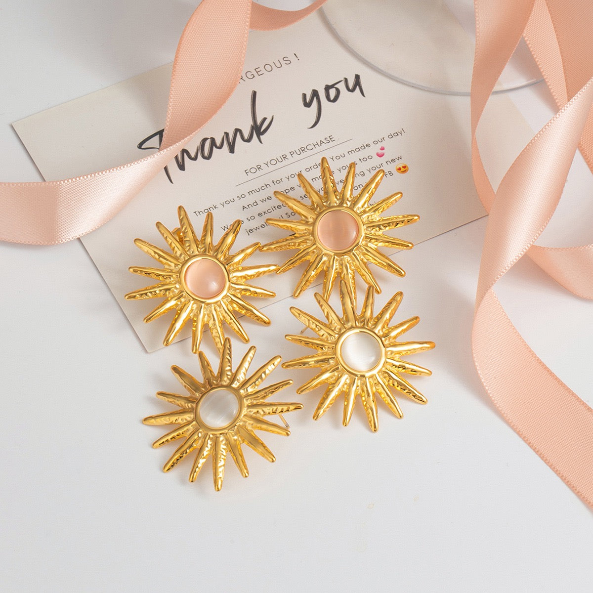 Moonstone sun earrings