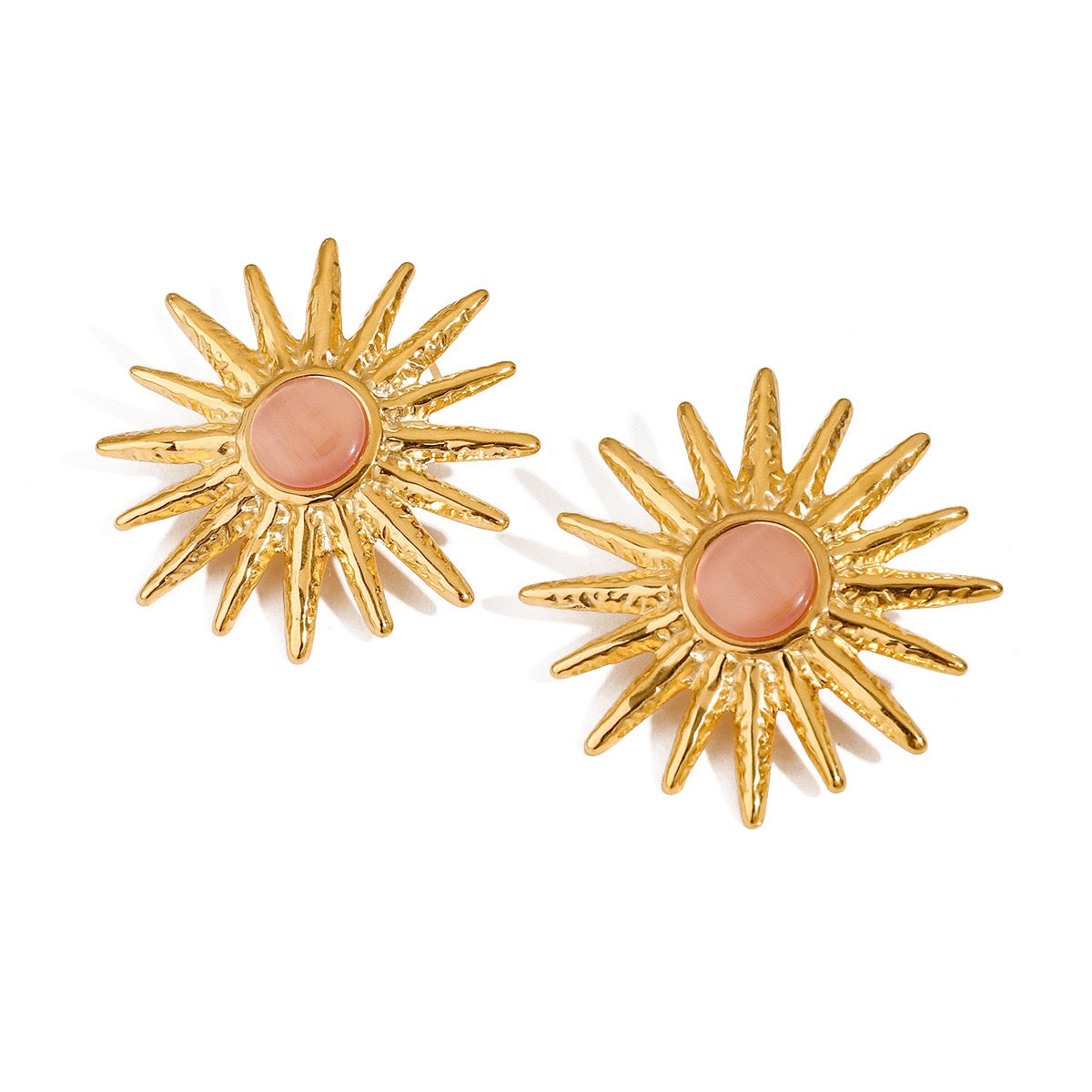 Moonstone sun earrings