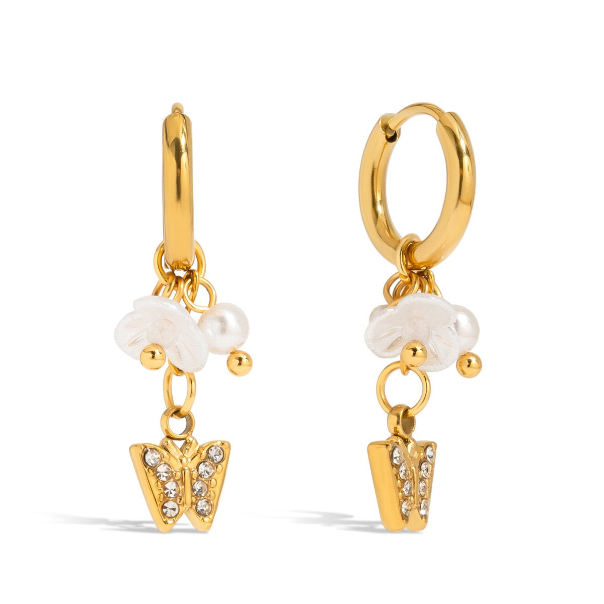 White dainty butterfly flower hoops