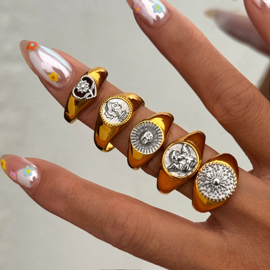 Two tones statement rings