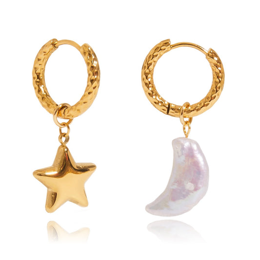 Star and moon Pearl earrings