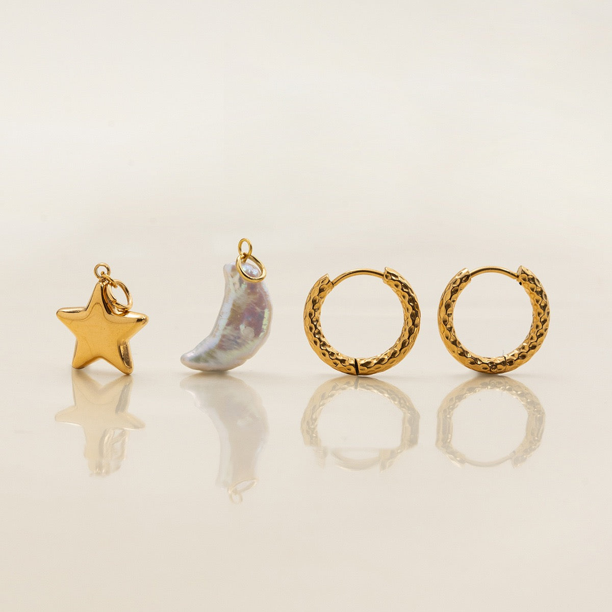 Star and moon Pearl earrings