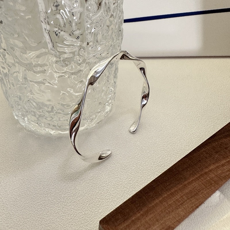 Sterling silver wave bangle