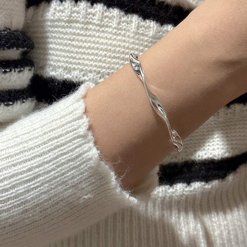 Sterling silver wave bangle