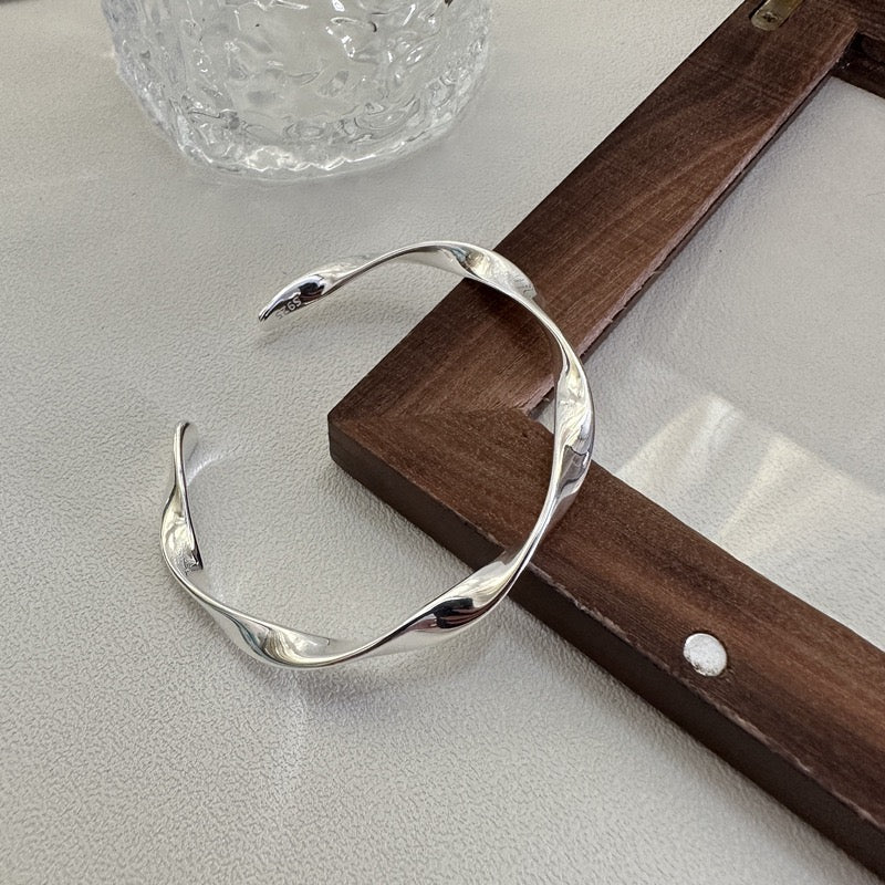 Sterling silver wave bangle