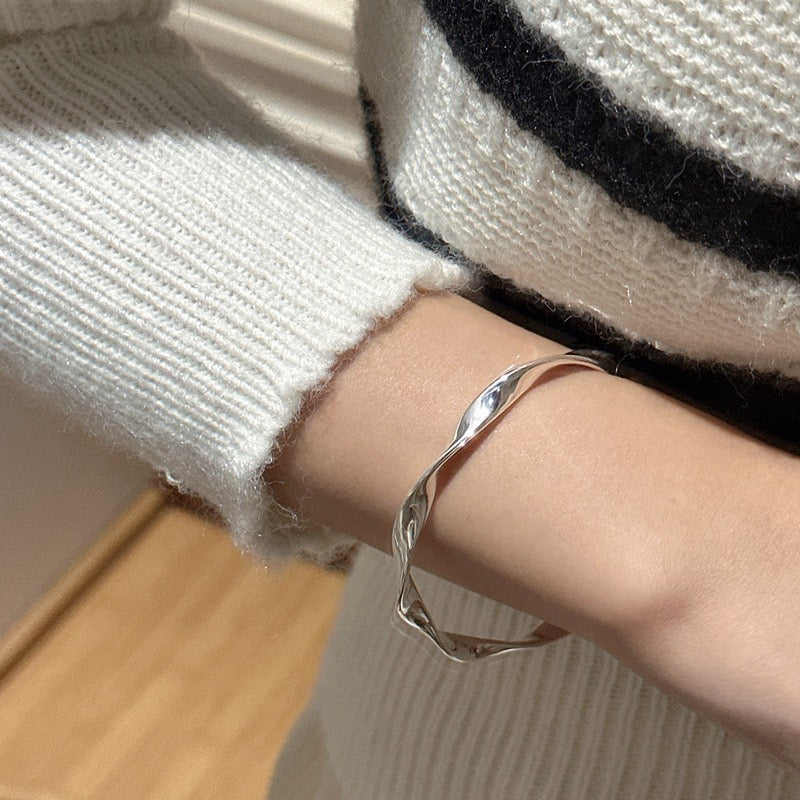 Sterling silver wave bangle
