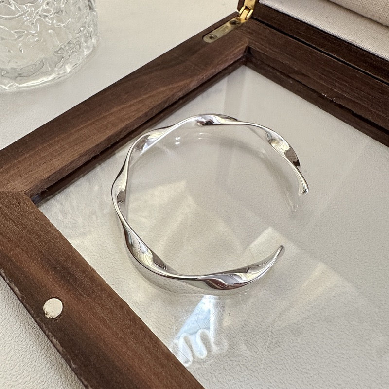 Sterling silver wave bangle