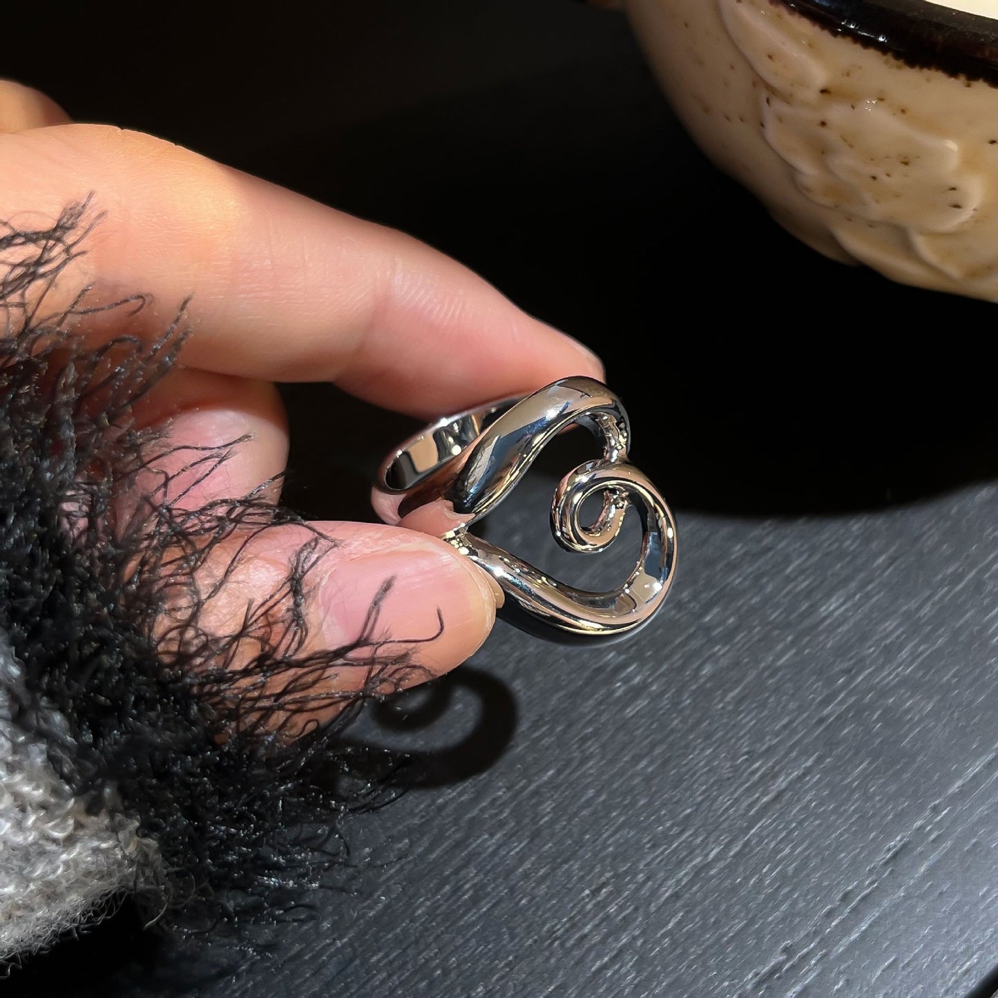 Twirly sterling silver ring