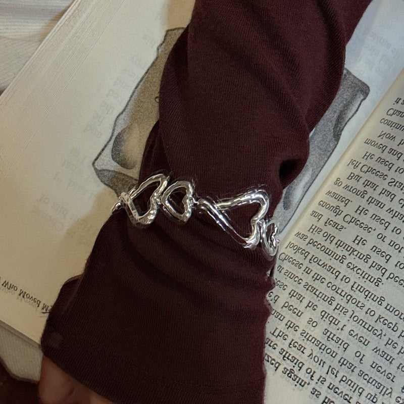 Handmade sterling silver heart bracelet